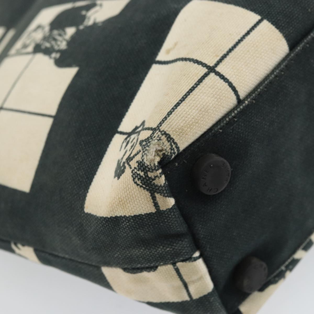 CHANEL Tote Bag Canvas Black Gold CC Auth bs32357