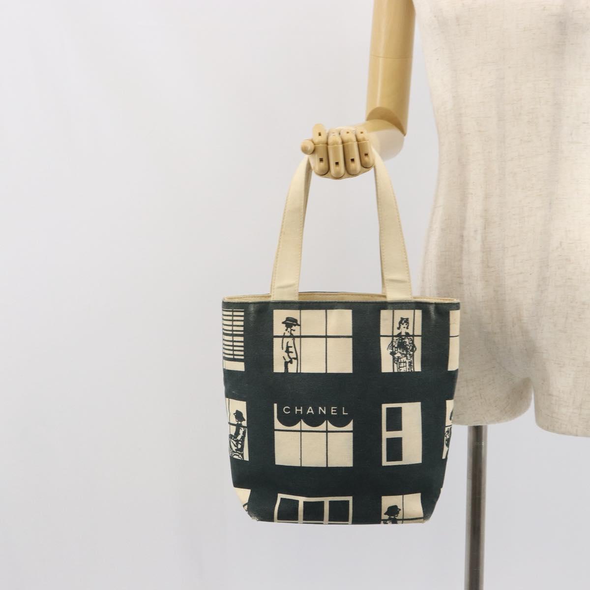 CHANEL Tote Bag Canvas Black Gold CC Auth bs32357