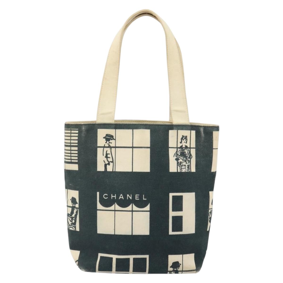 CHANEL Tote Bag Canvas Black Gold CC Auth bs32357