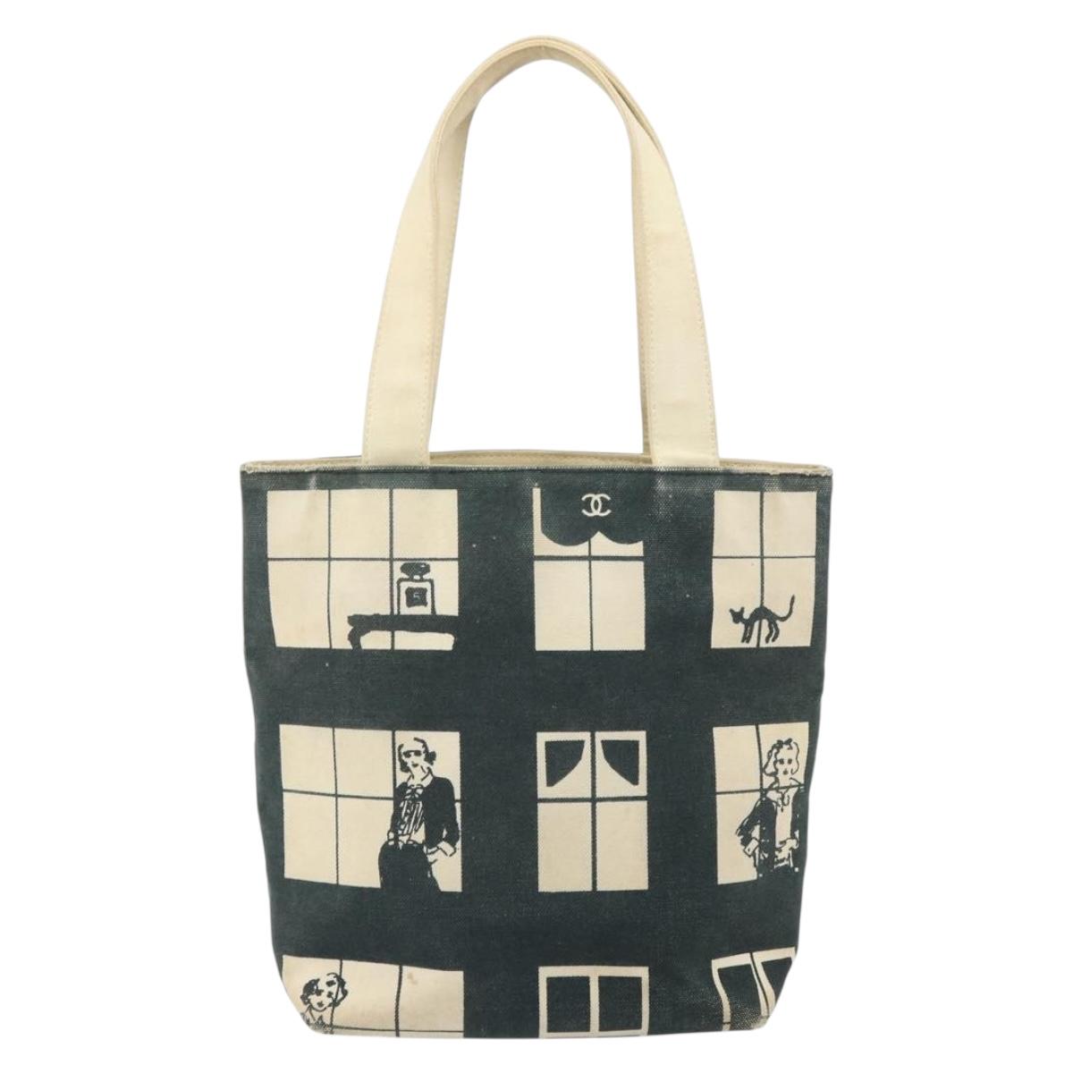 CHANEL Tote Bag Canvas Black Gold CC Auth bs32357