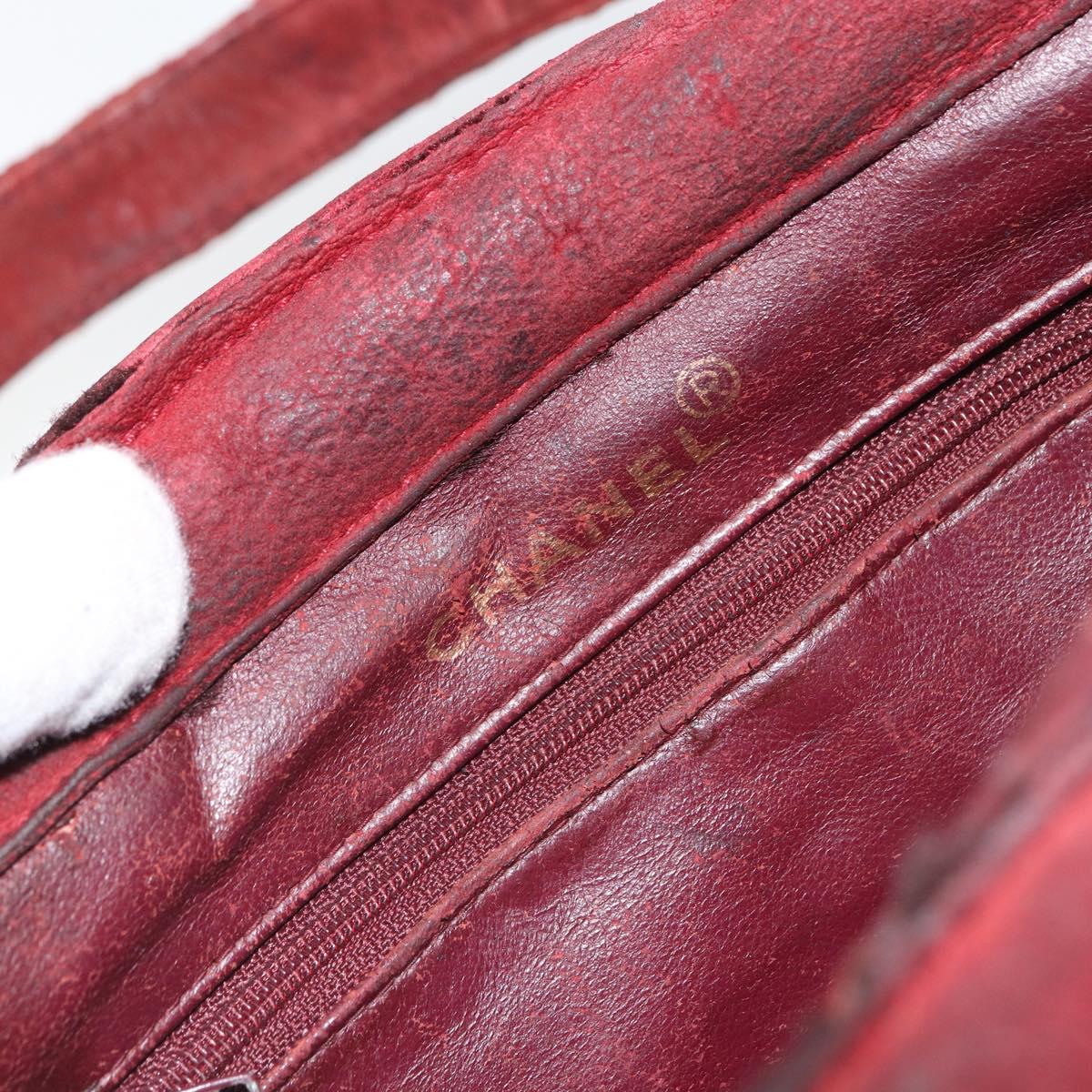 CHANEL Hand Bag Suede Red CC Auth bs32360