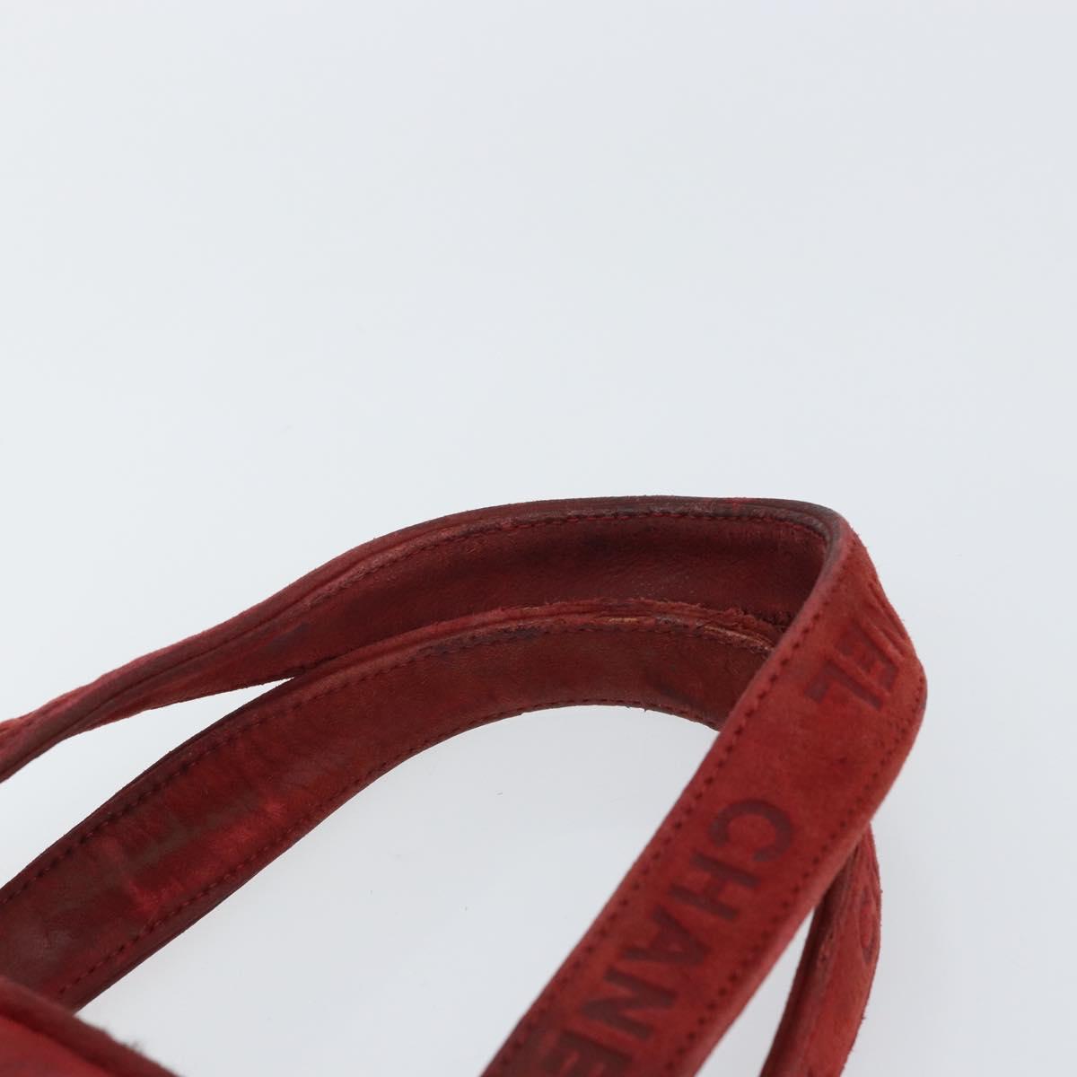 CHANEL Hand Bag Suede Red CC Auth bs32360