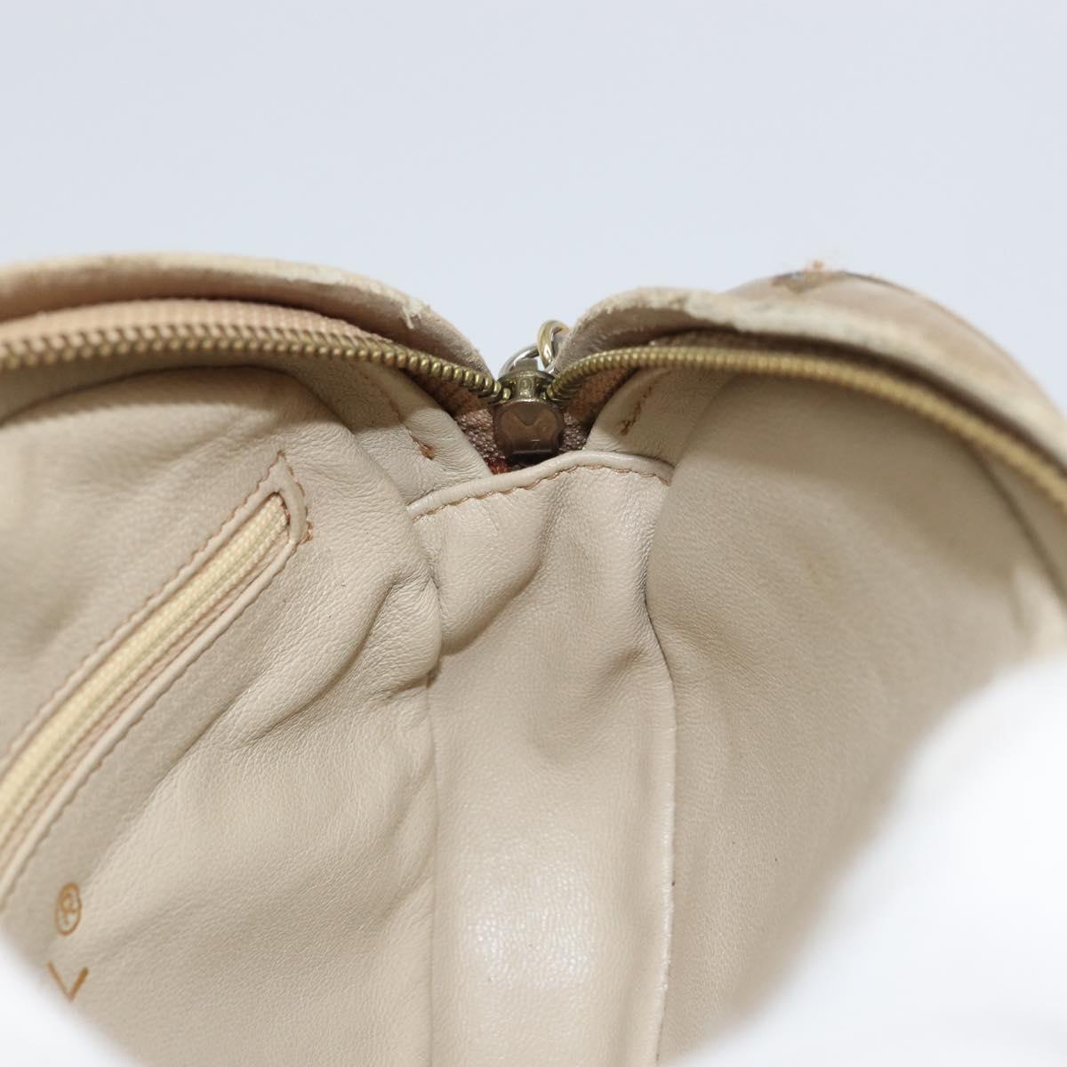 CHANEL Chain Shoulder Bag Lamb Skin Beige Gold CC Auth bs32361
