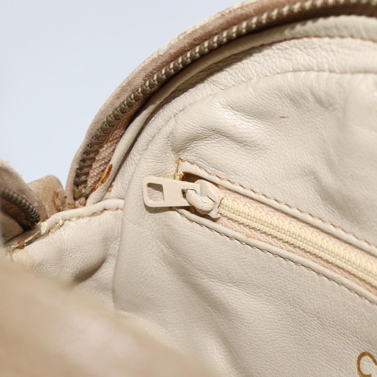 CHANEL Chain Shoulder Bag Lamb Skin Beige Gold CC Auth bs32361