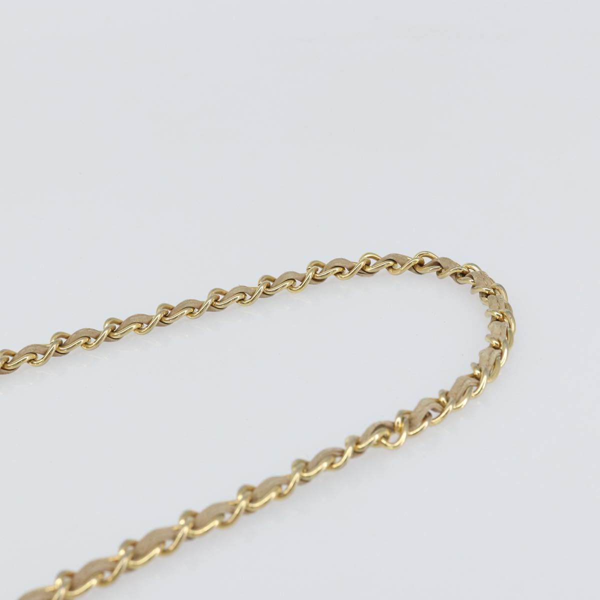 CHANEL Chain Shoulder Bag Lamb Skin Beige Gold CC Auth bs32361