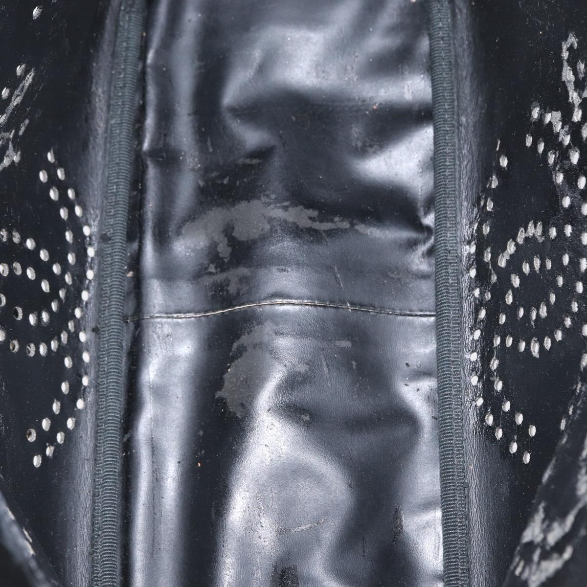 CHANEL Chain Tote Bag Patent leather Black Silver CC Auth bs32366