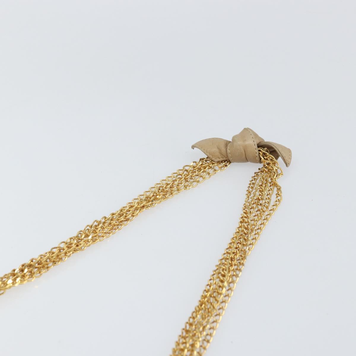 CHANEL Matelasse Chain Shoulder Bag Lamb Skin Beige Gold CC Auth bs32367