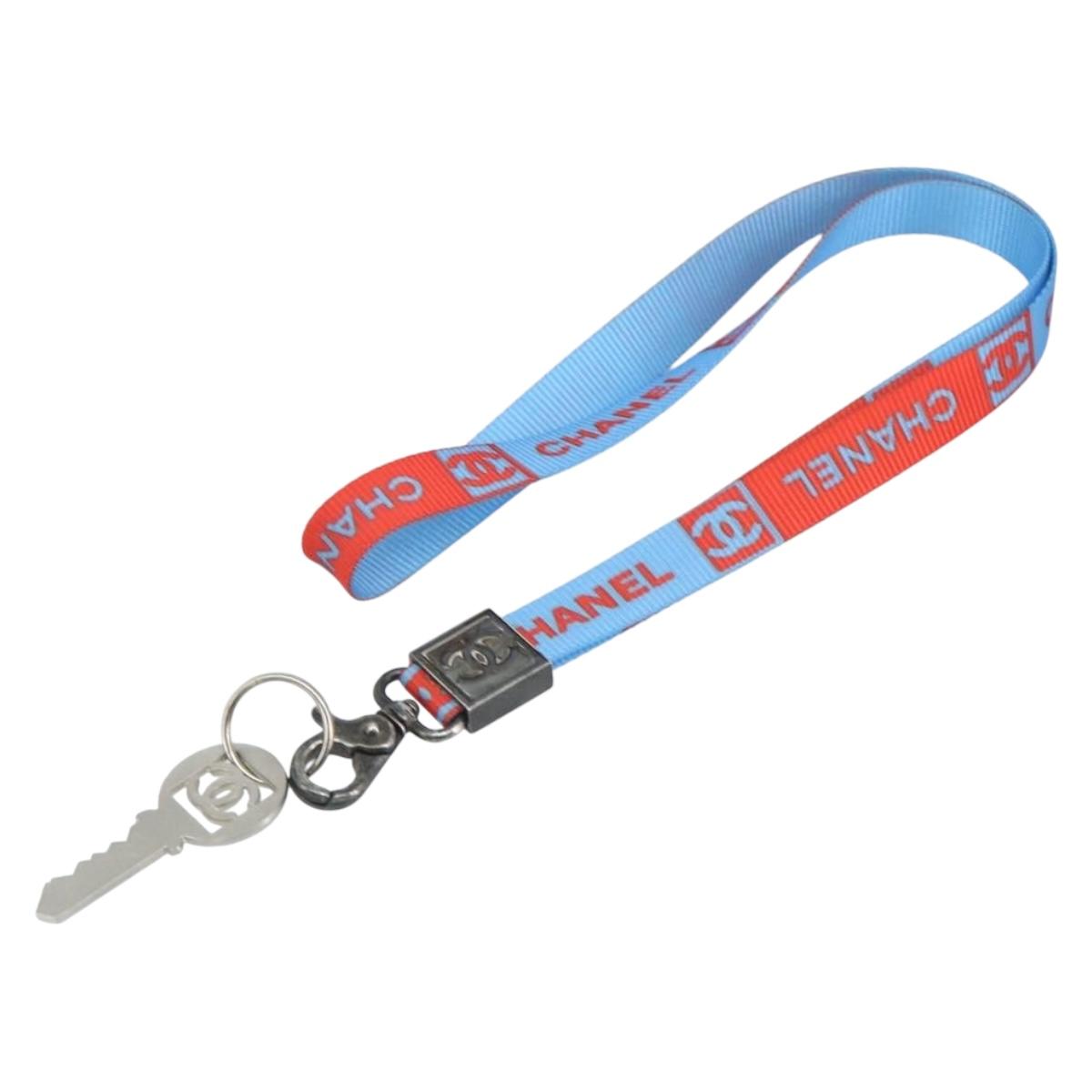 CHANEL Sports Necklace Strap Canvas Red Blue CC Auth bs32372