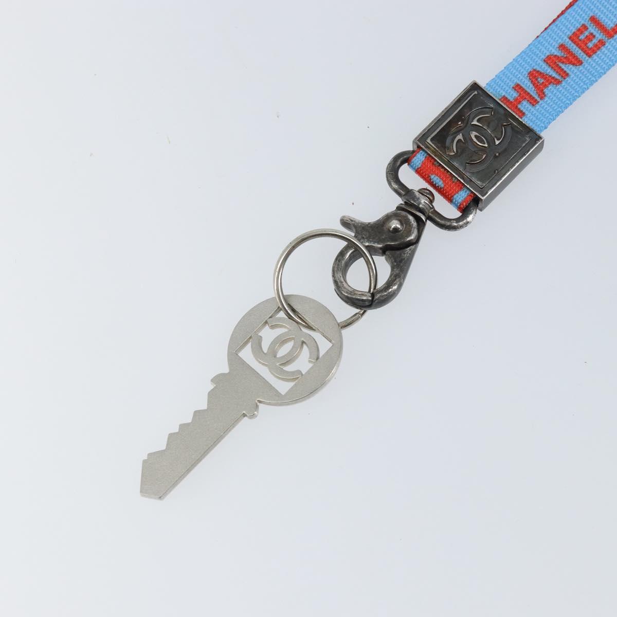 CHANEL Sports Necklace Strap Canvas Red Blue CC Auth bs32372