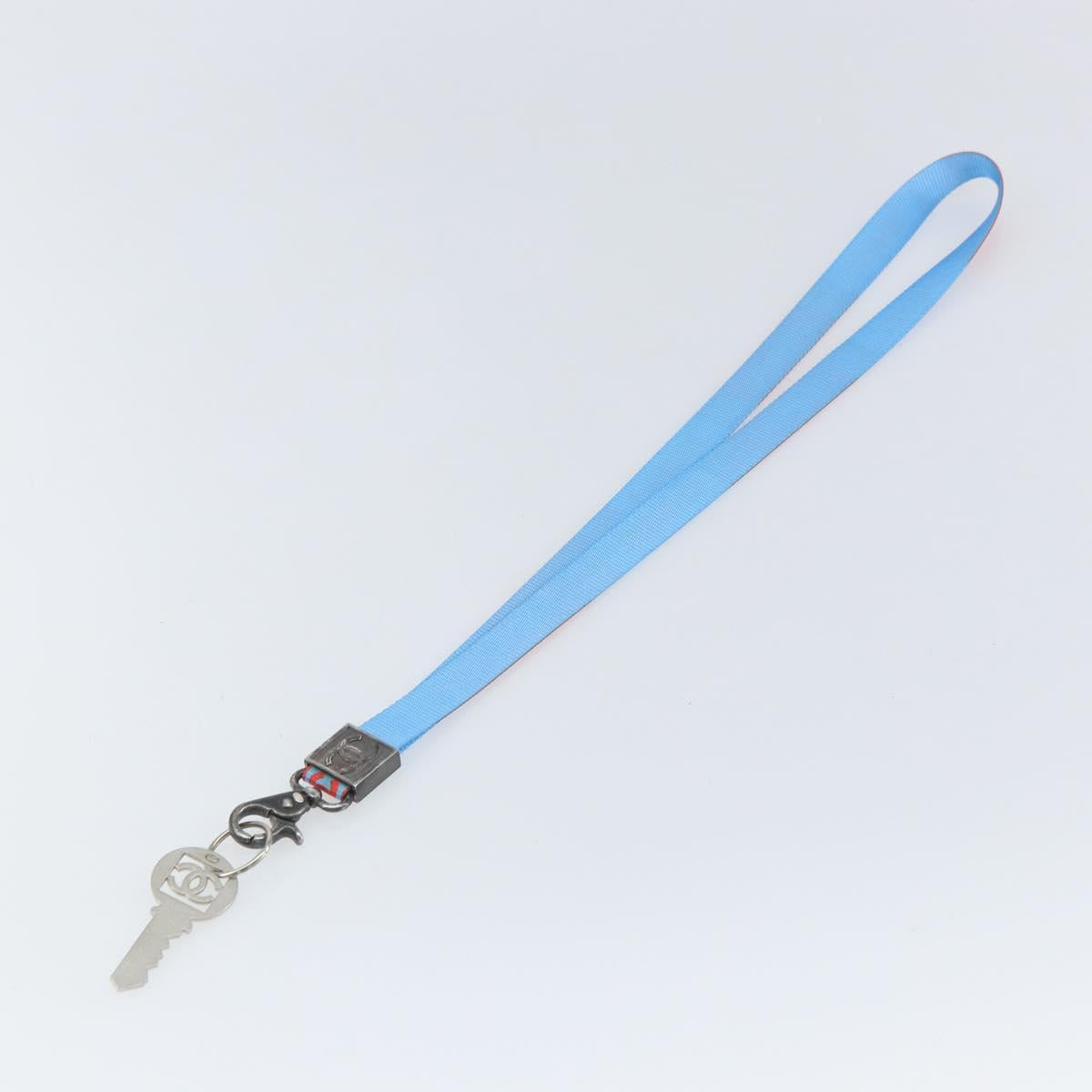 CHANEL Sports Necklace Strap Canvas Red Blue CC Auth bs32372