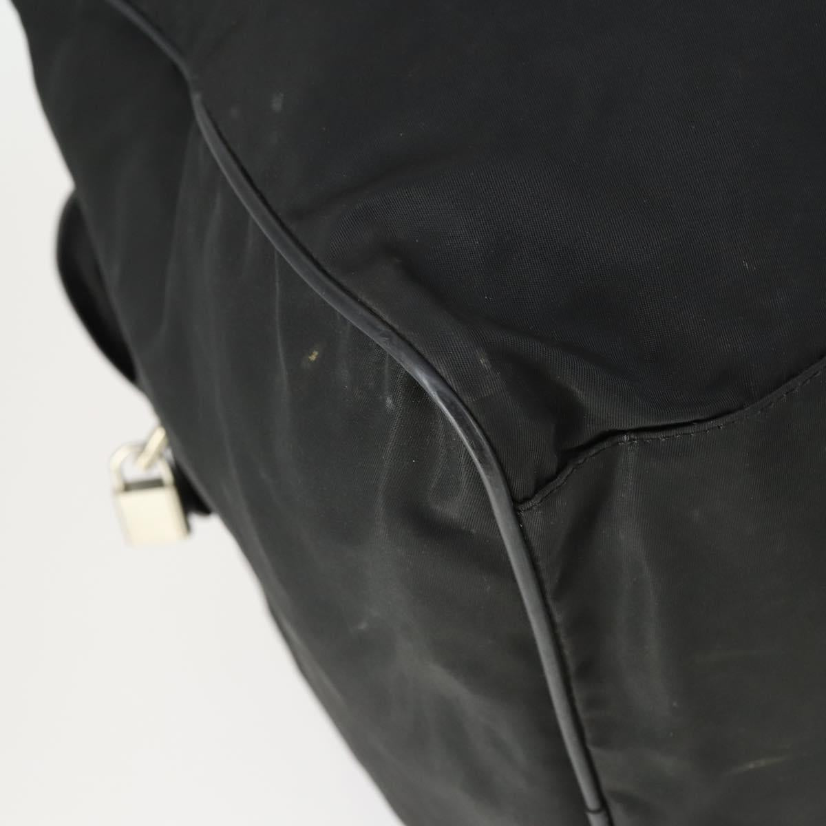 PRADA Boston Bag Nylon Black Silver Auth bs32377