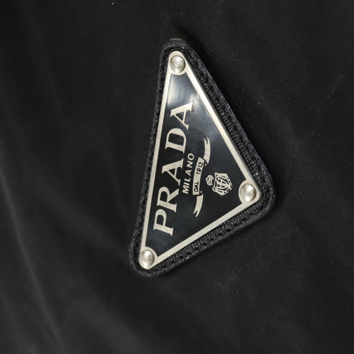 PRADA Boston Bag Nylon Black Silver Auth bs32377