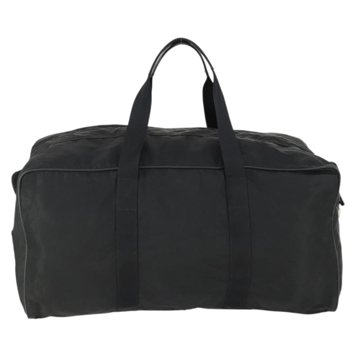 PRADA Boston Bag Nylon Black Silver Auth bs32377
