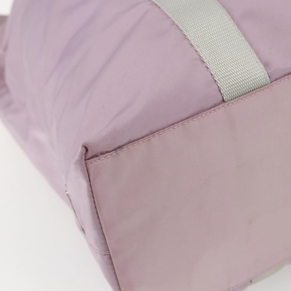 PRADA Tote Bag Nylon Pink Silver Auth bs32378