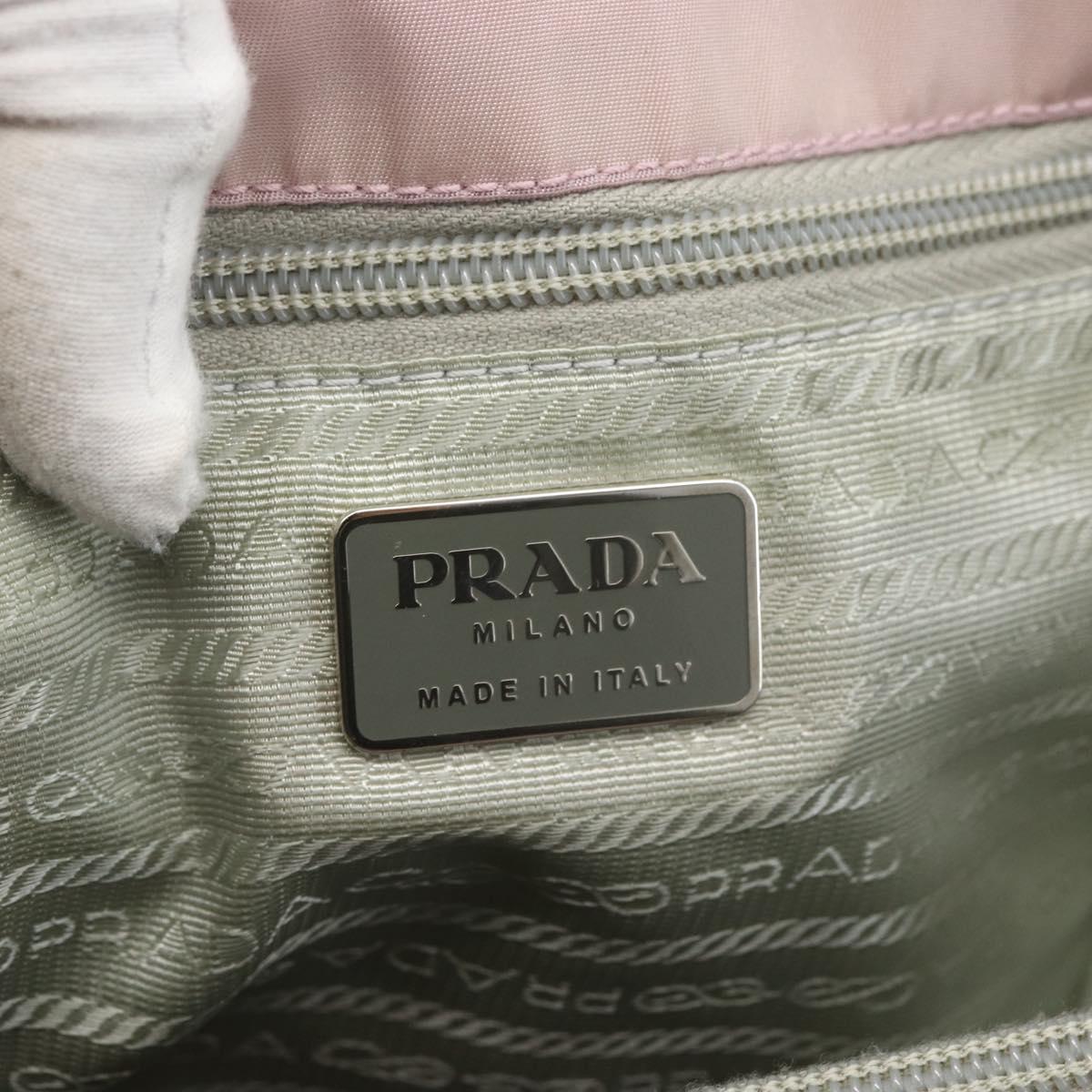 PRADA Tote Bag Nylon Pink Silver Auth bs32378