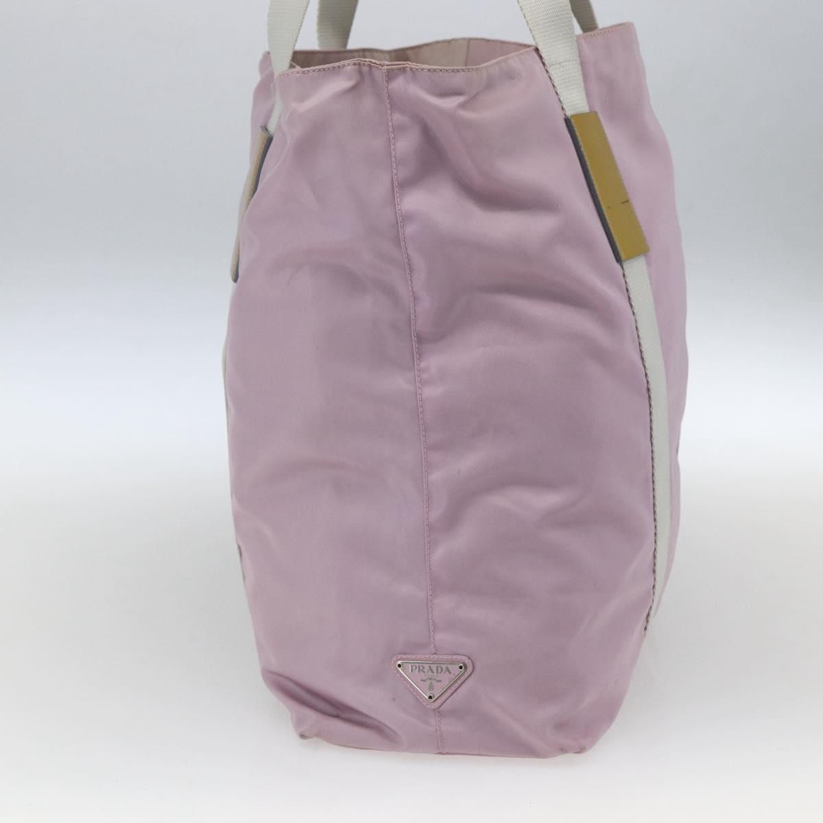 PRADA Tote Bag Nylon Pink Silver Auth bs32378