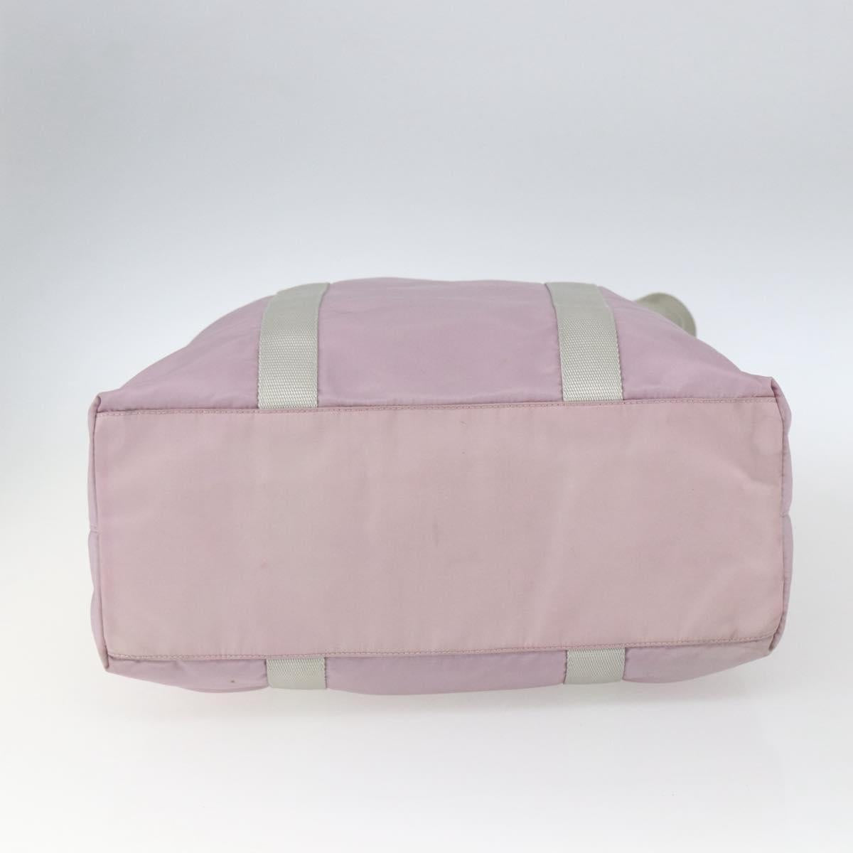 PRADA Tote Bag Nylon Pink Silver Auth bs32378