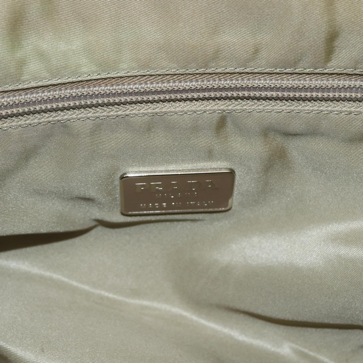 PRADA Hand Bag Nylon Khaki Silver Auth bs32380