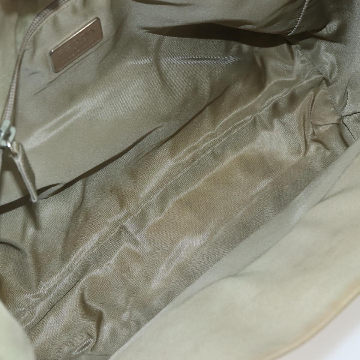 PRADA Hand Bag Nylon Khaki Silver Auth bs32380