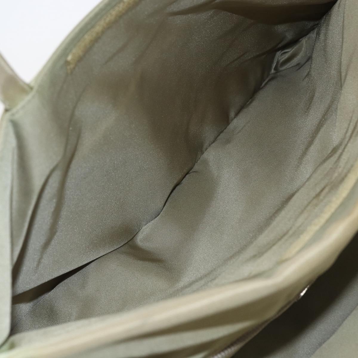 PRADA Hand Bag Nylon Khaki Silver Auth bs32380