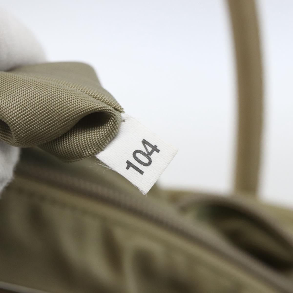 PRADA Hand Bag Nylon Khaki Silver Auth bs32380