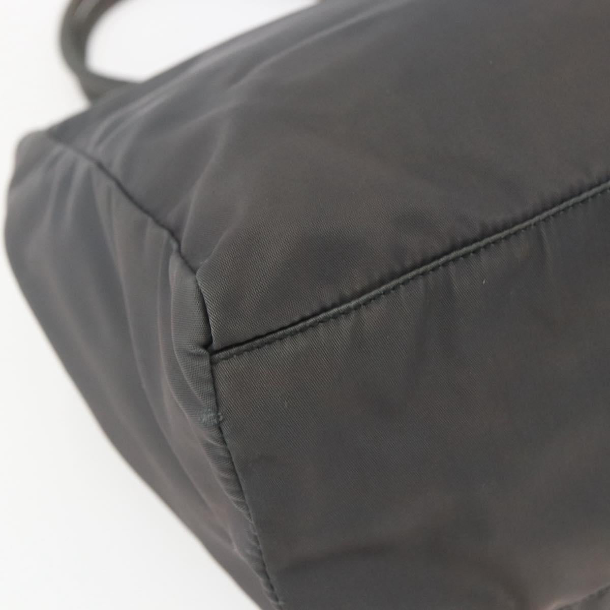 PRADA Hand Bag Nylon Gray Silver Auth bs32381