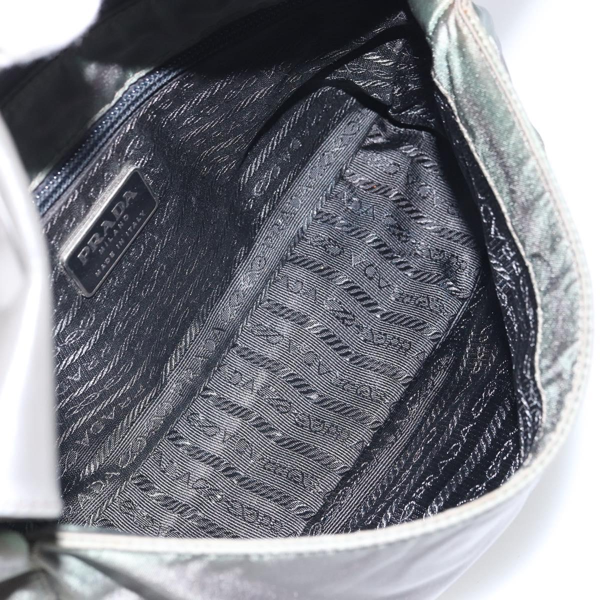 PRADA Shoulder Bag Nylon Gray Silver Auth bs32382