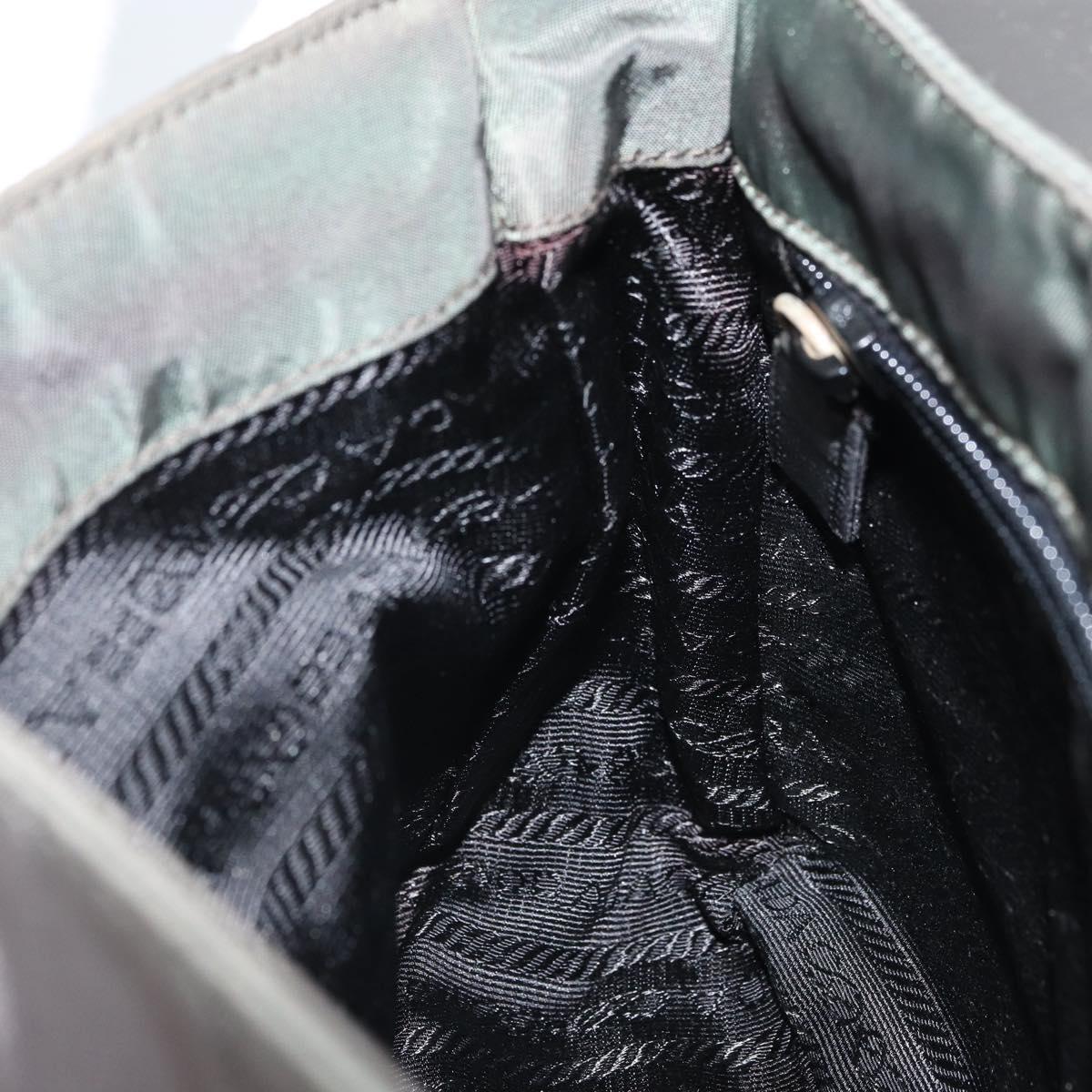 PRADA Shoulder Bag Nylon Gray Silver Auth bs32382