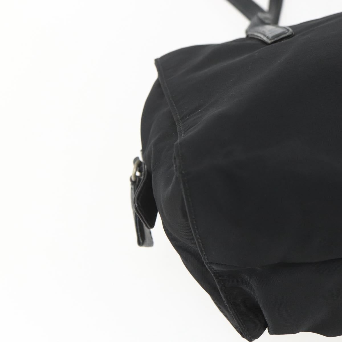 PRADA Tote Bag Nylon Black Silver Auth bs32383