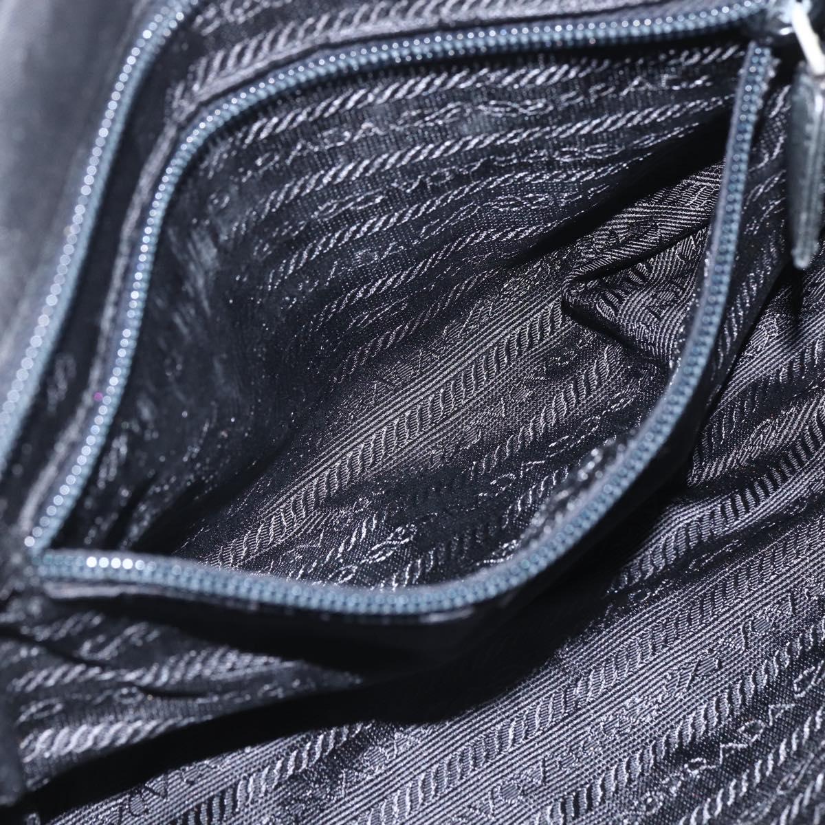 PRADA Tote Bag Nylon Black Silver Auth bs32383