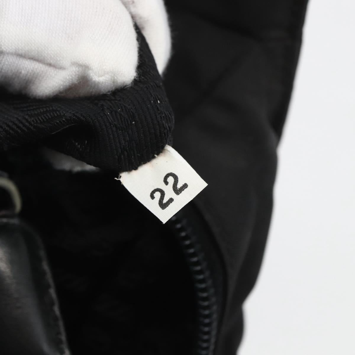 PRADA Tote Bag Nylon Black Silver Auth bs32383