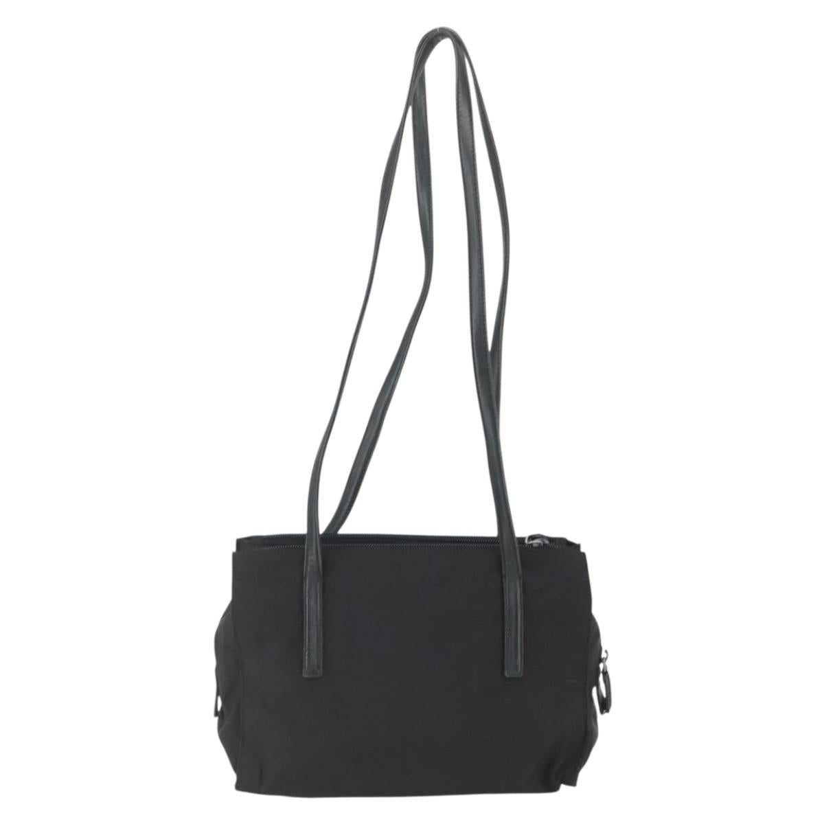 PRADA Tote Bag Nylon Black Silver Auth bs32383