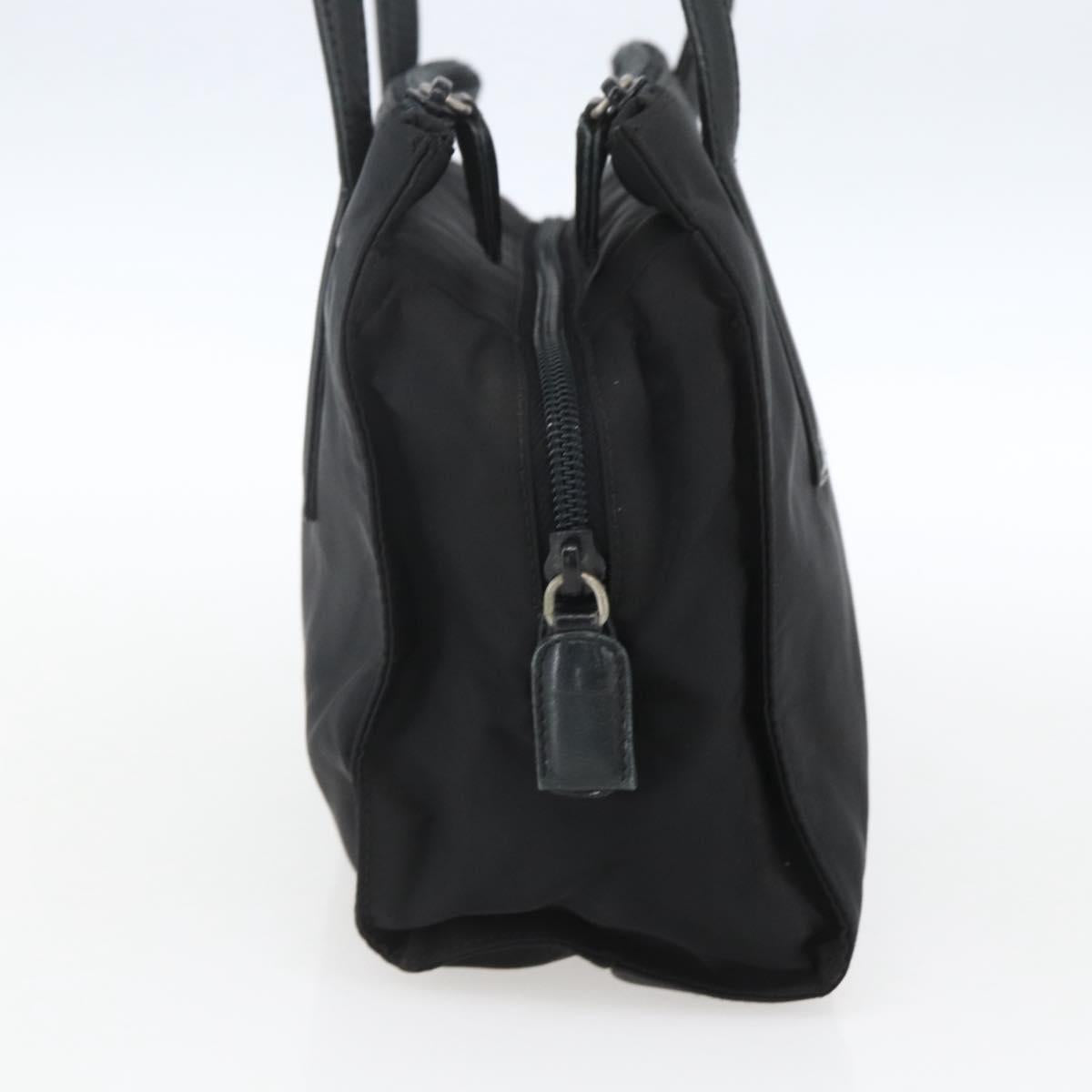 PRADA Tote Bag Nylon Black Silver Auth bs32383