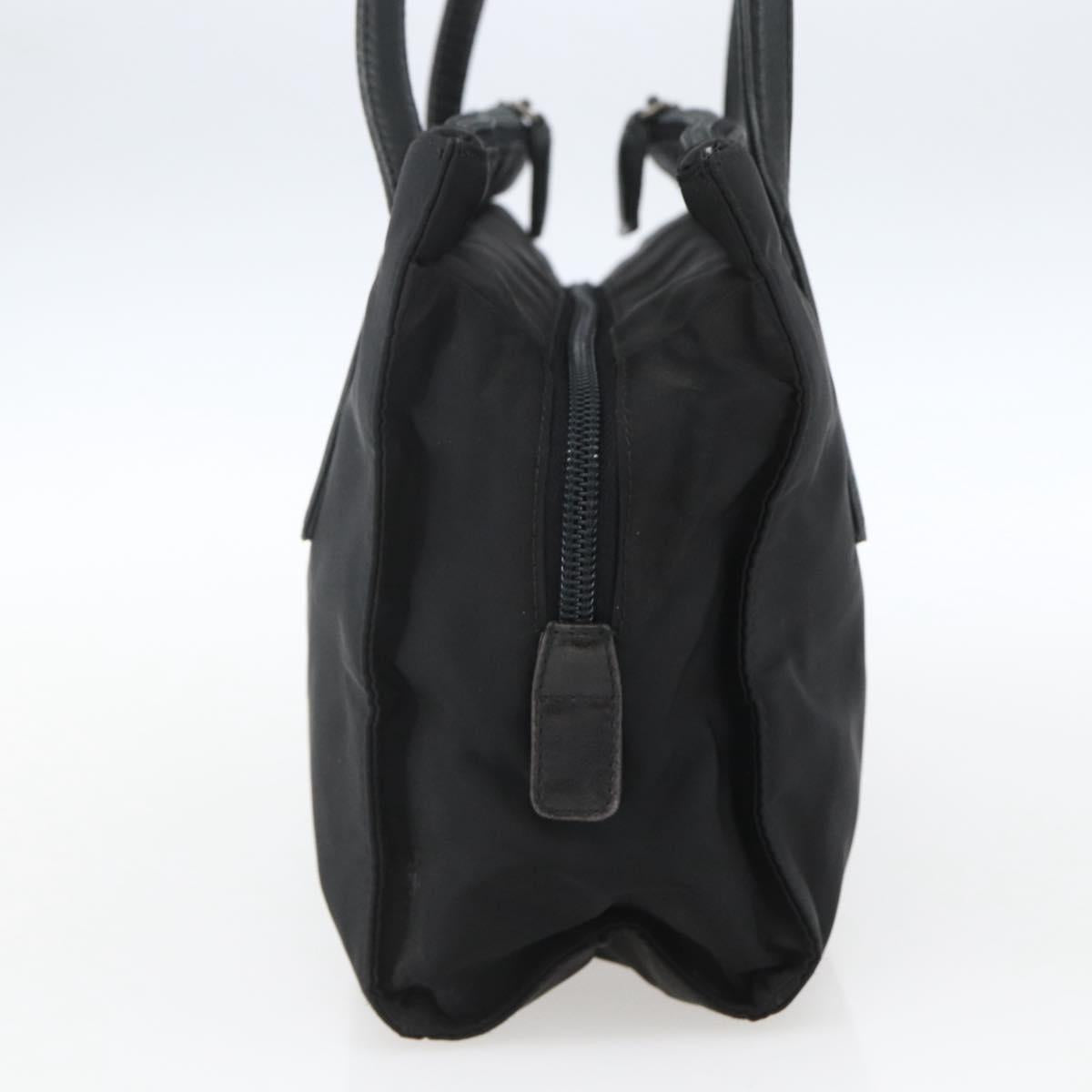 PRADA Tote Bag Nylon Black Silver Auth bs32383