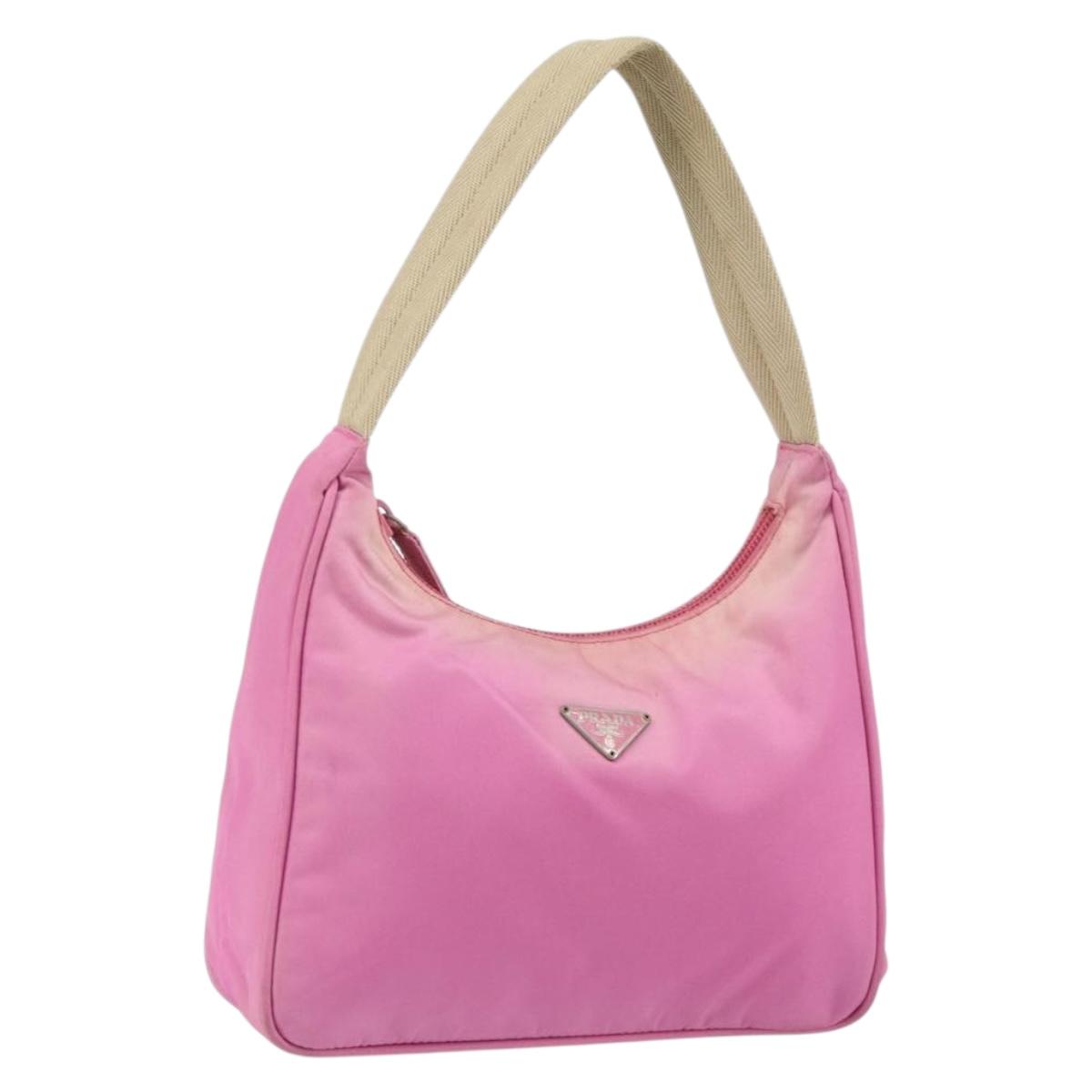 PRADA Hand Pouch Nylon Pink Auth bs32387