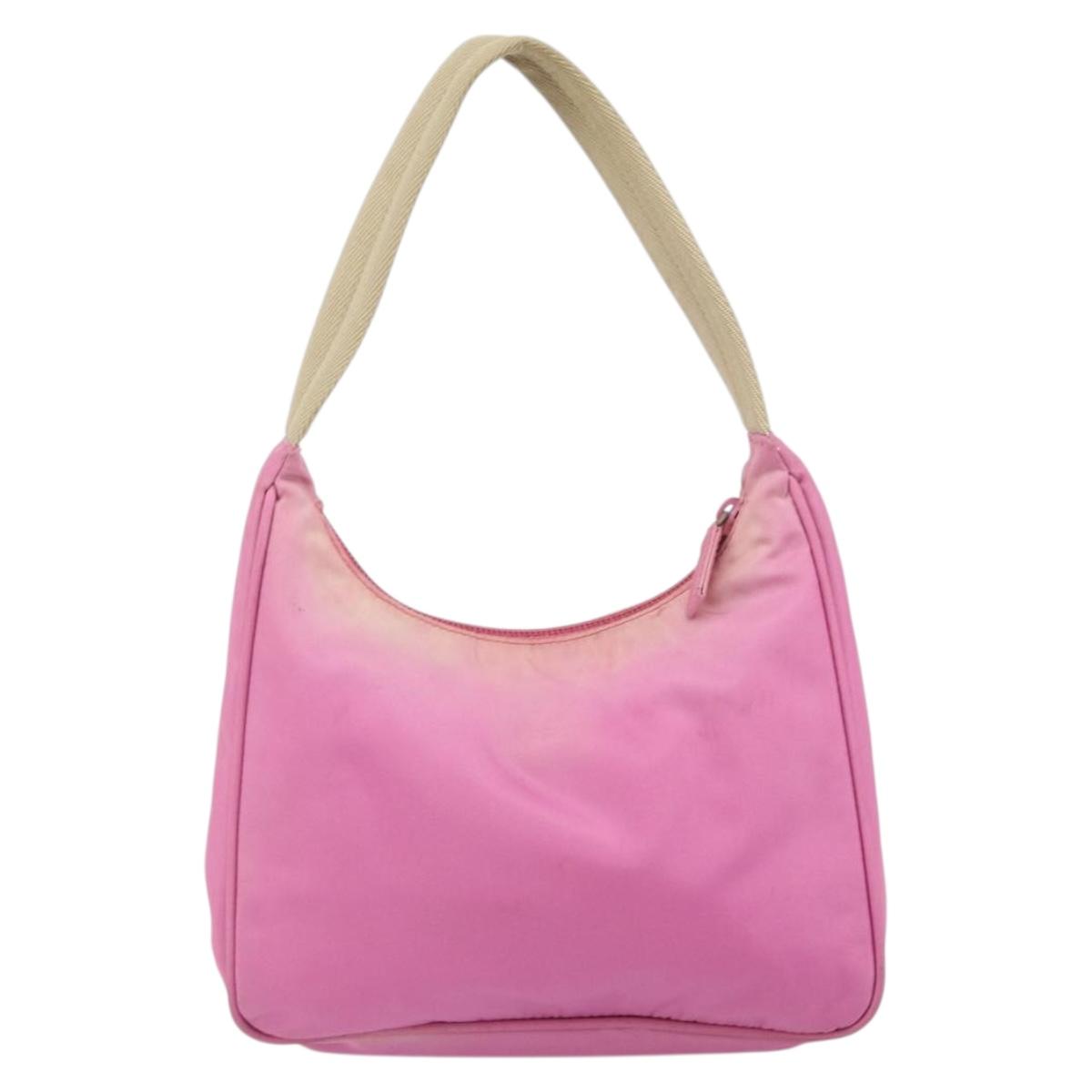 PRADA Hand Pouch Nylon Pink Auth bs32387