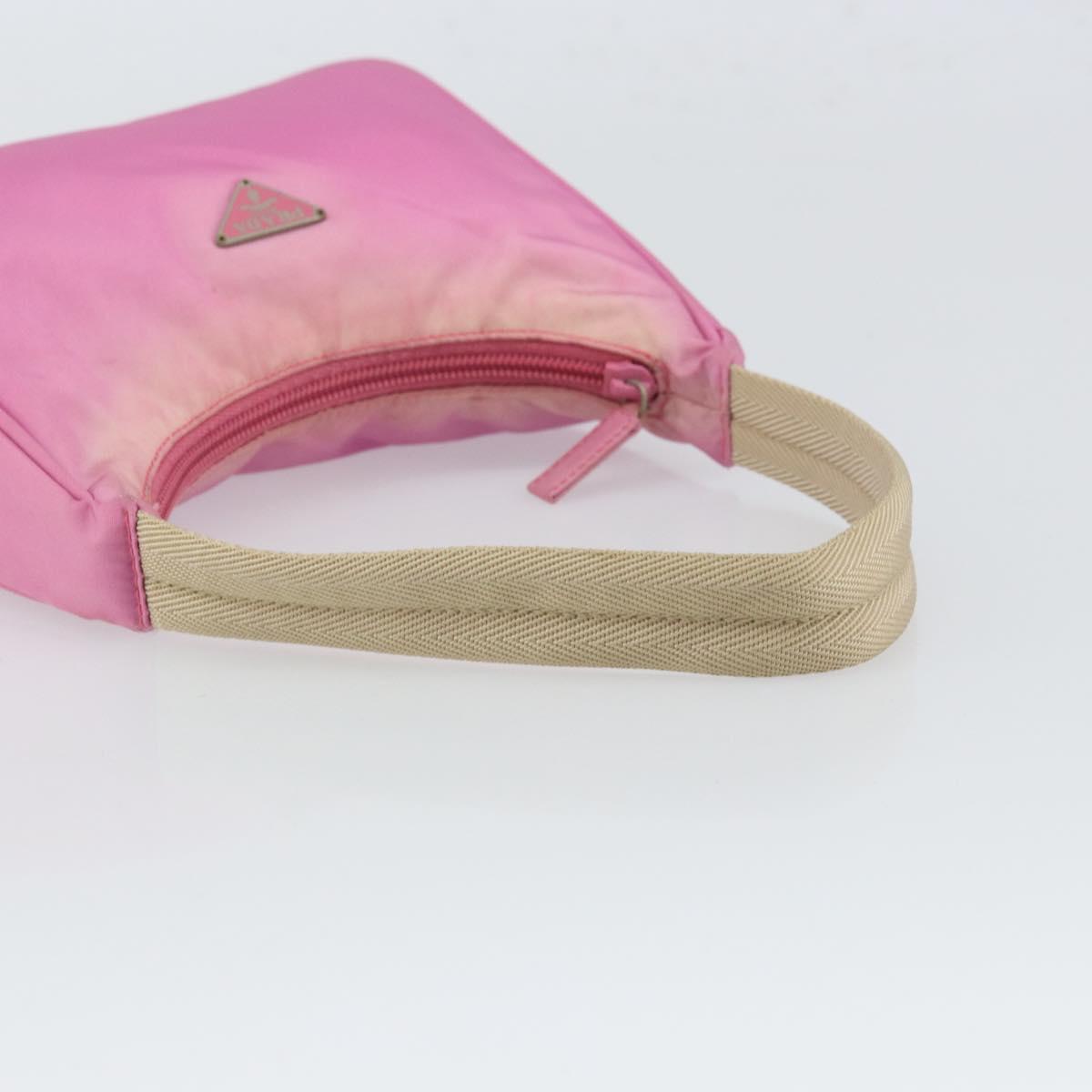 PRADA Hand Pouch Nylon Pink Auth bs32387