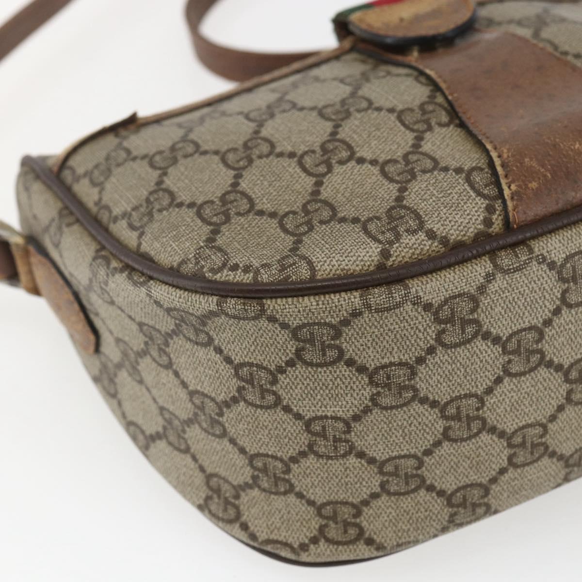 GUCCI GG Supreme Web Sherry Line Bag PVC Beige Gold 89 02 032 Auth bs32397