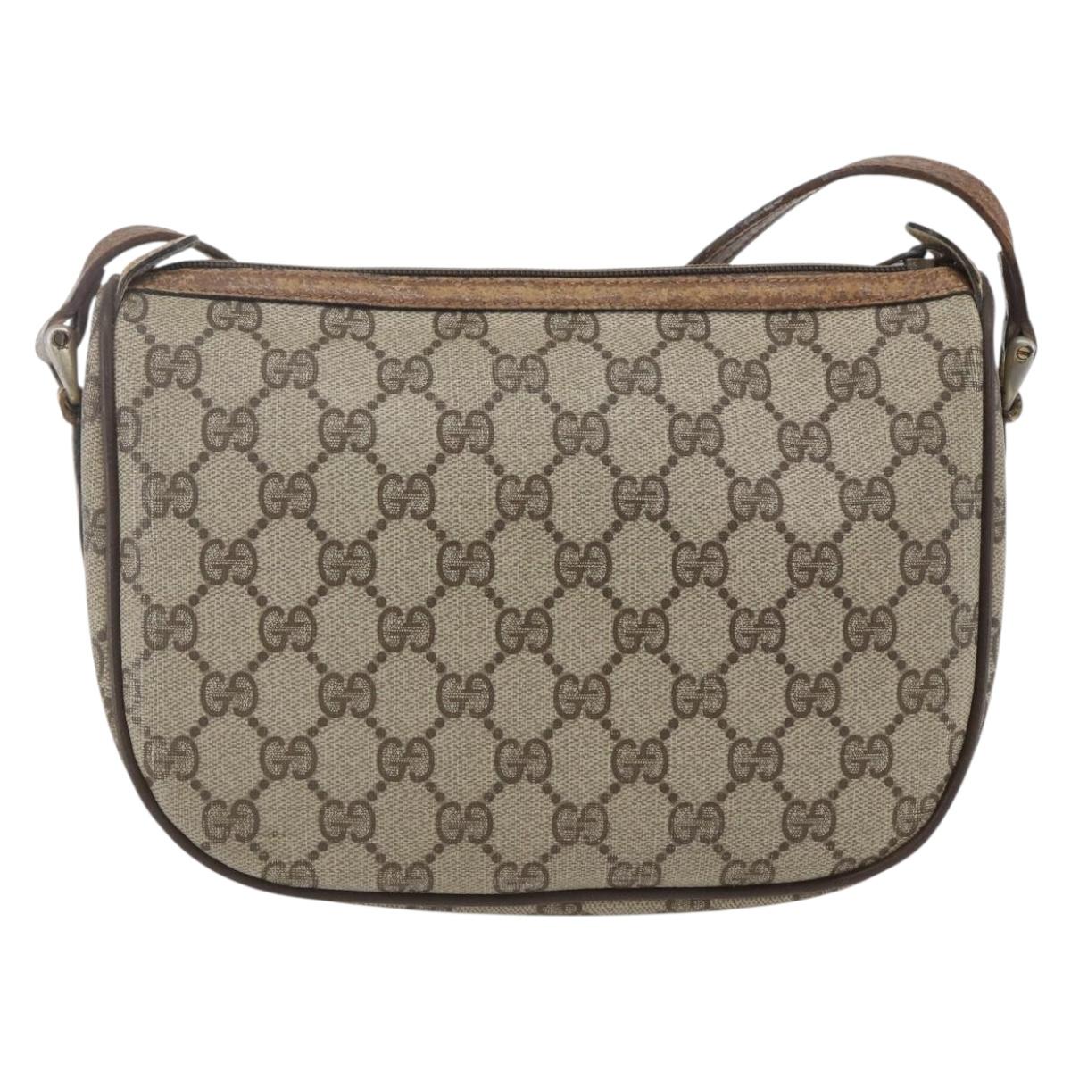 GUCCI GG Supreme Web Sherry Line Bag PVC Beige Gold 89 02 032 Auth bs32397
