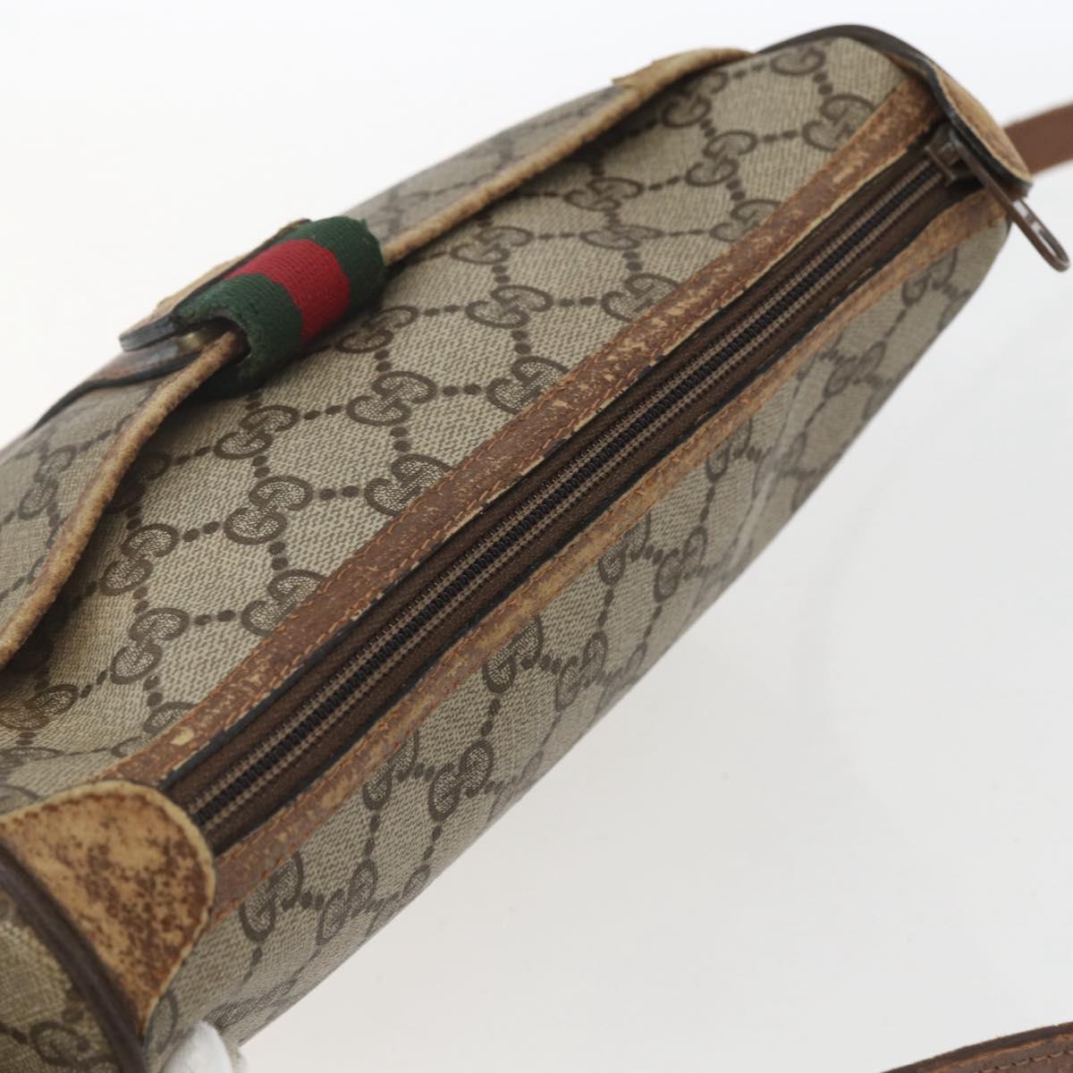 GUCCI GG Supreme Web Sherry Line Bag PVC Beige Gold 89 02 032 Auth bs32397