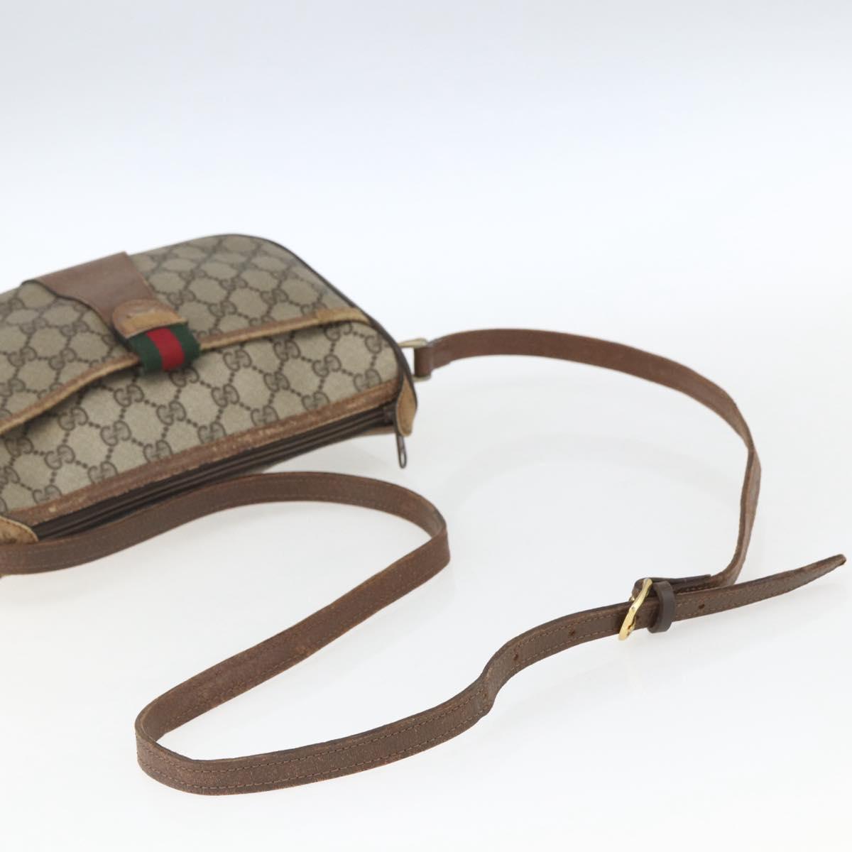 GUCCI GG Supreme Web Sherry Line Bag PVC Beige Gold 89 02 032 Auth bs32397
