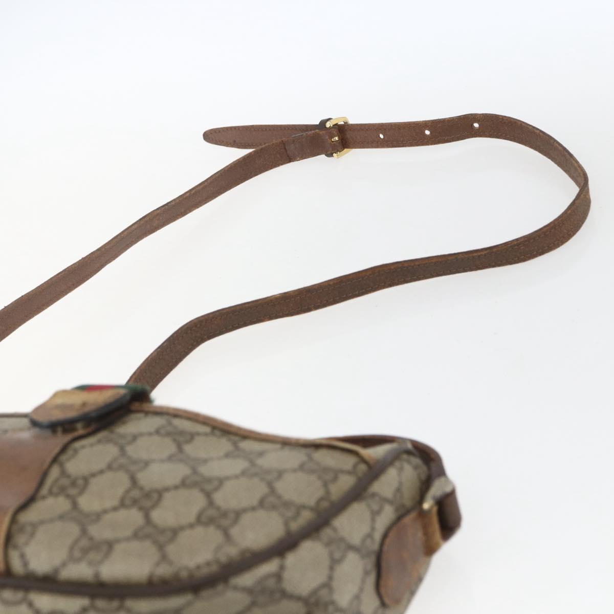 GUCCI GG Supreme Web Sherry Line Bag PVC Beige Gold 89 02 032 Auth bs32397