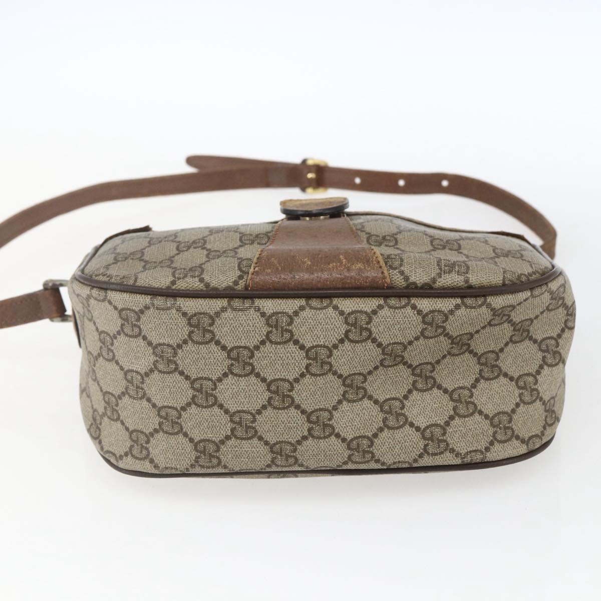 GUCCI GG Supreme Web Sherry Line Bag PVC Beige Gold 89 02 032 Auth bs32397