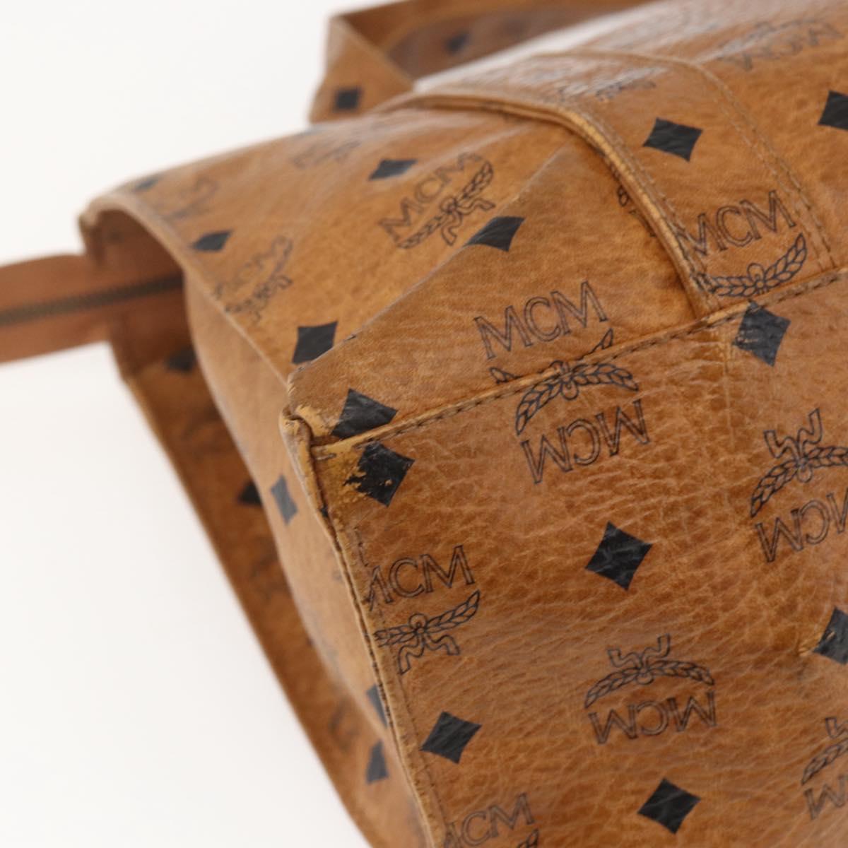 MCM Logogram Vicetos Tote Bag PVC Brown Gold Auth bs32399