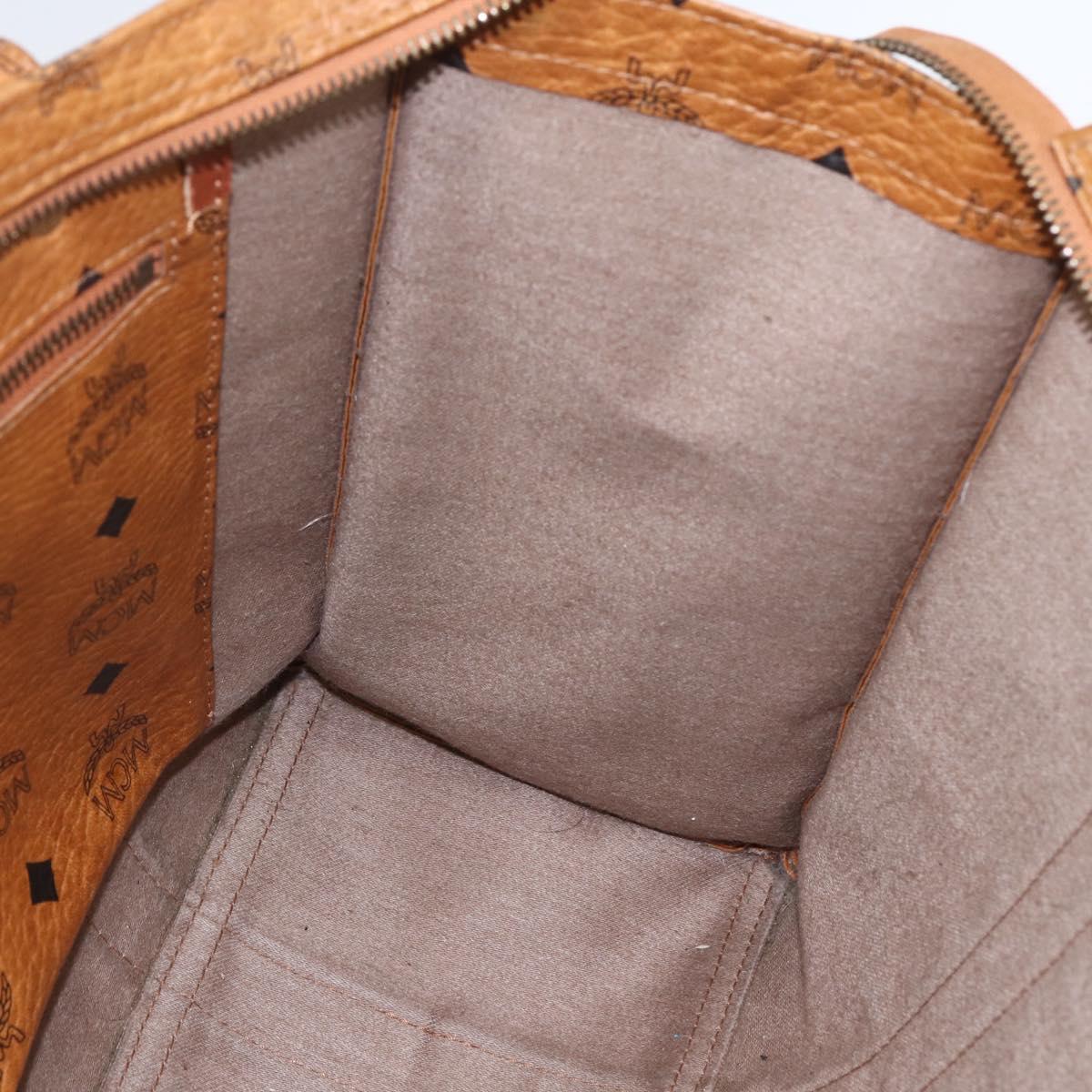 MCM Logogram Vicetos Tote Bag PVC Brown Gold Auth bs32399