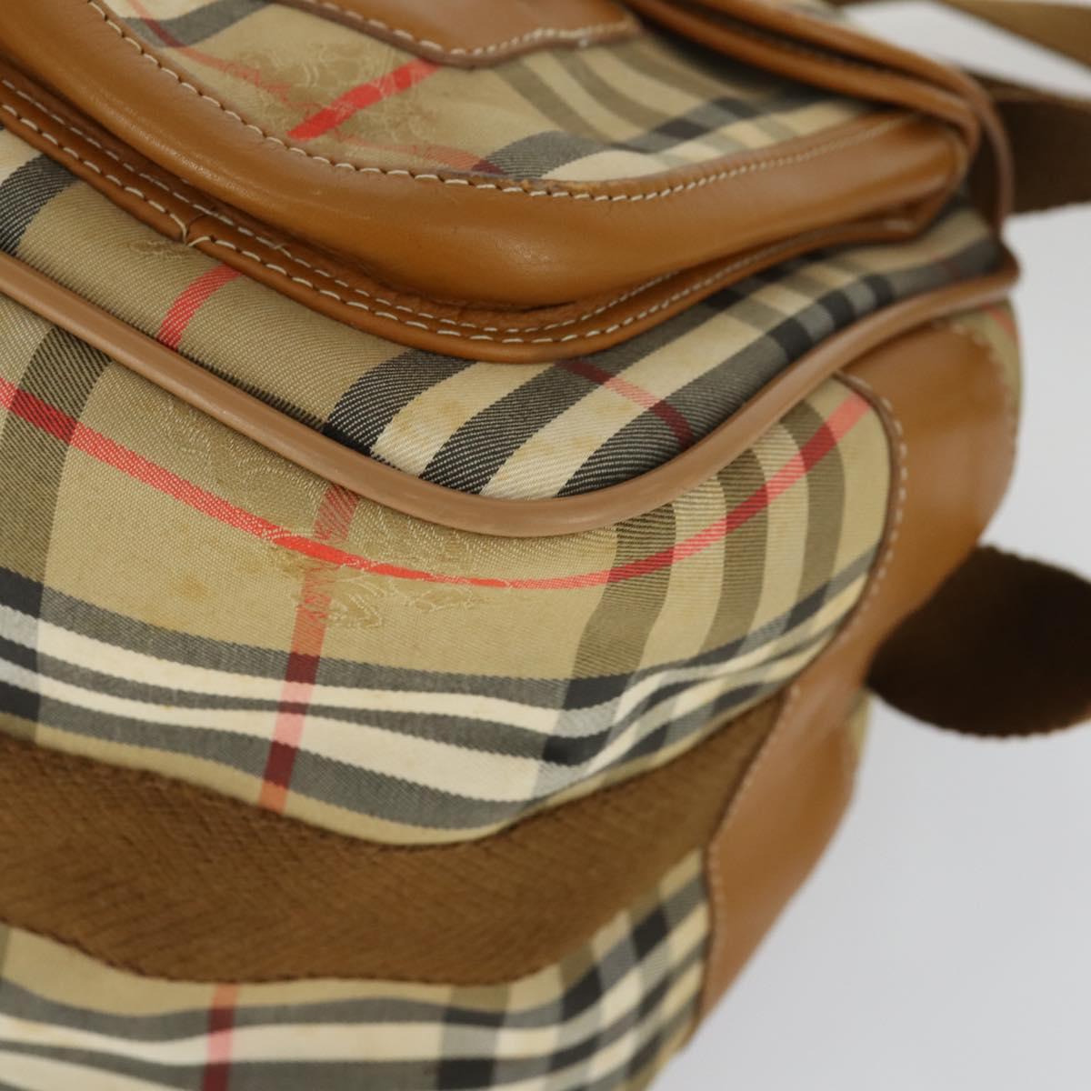 Burberrys Nova Check Shoulder Bag Canvas Beige Gold Auth bs32400