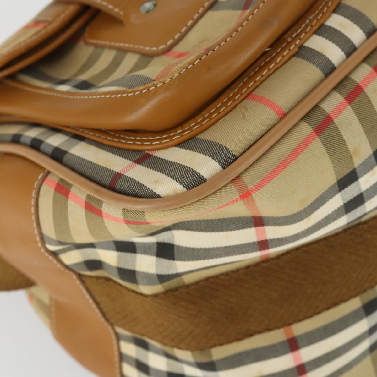 Burberrys Nova Check Shoulder Bag Canvas Beige Gold Auth bs32400