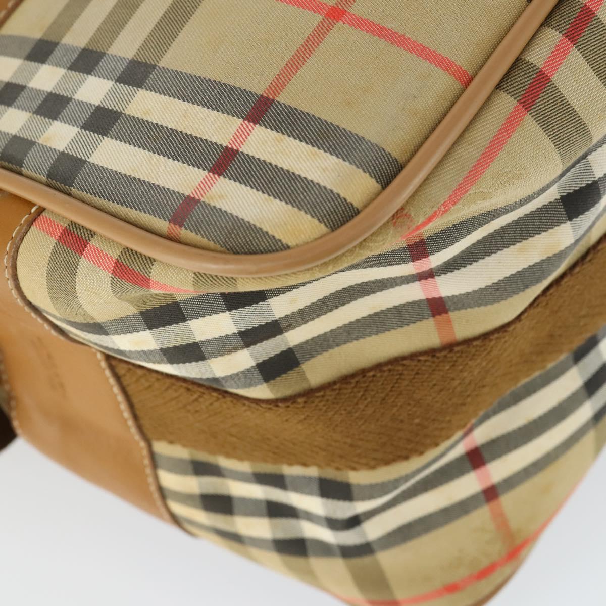 Burberrys Nova Check Shoulder Bag Canvas Beige Gold Auth bs32400