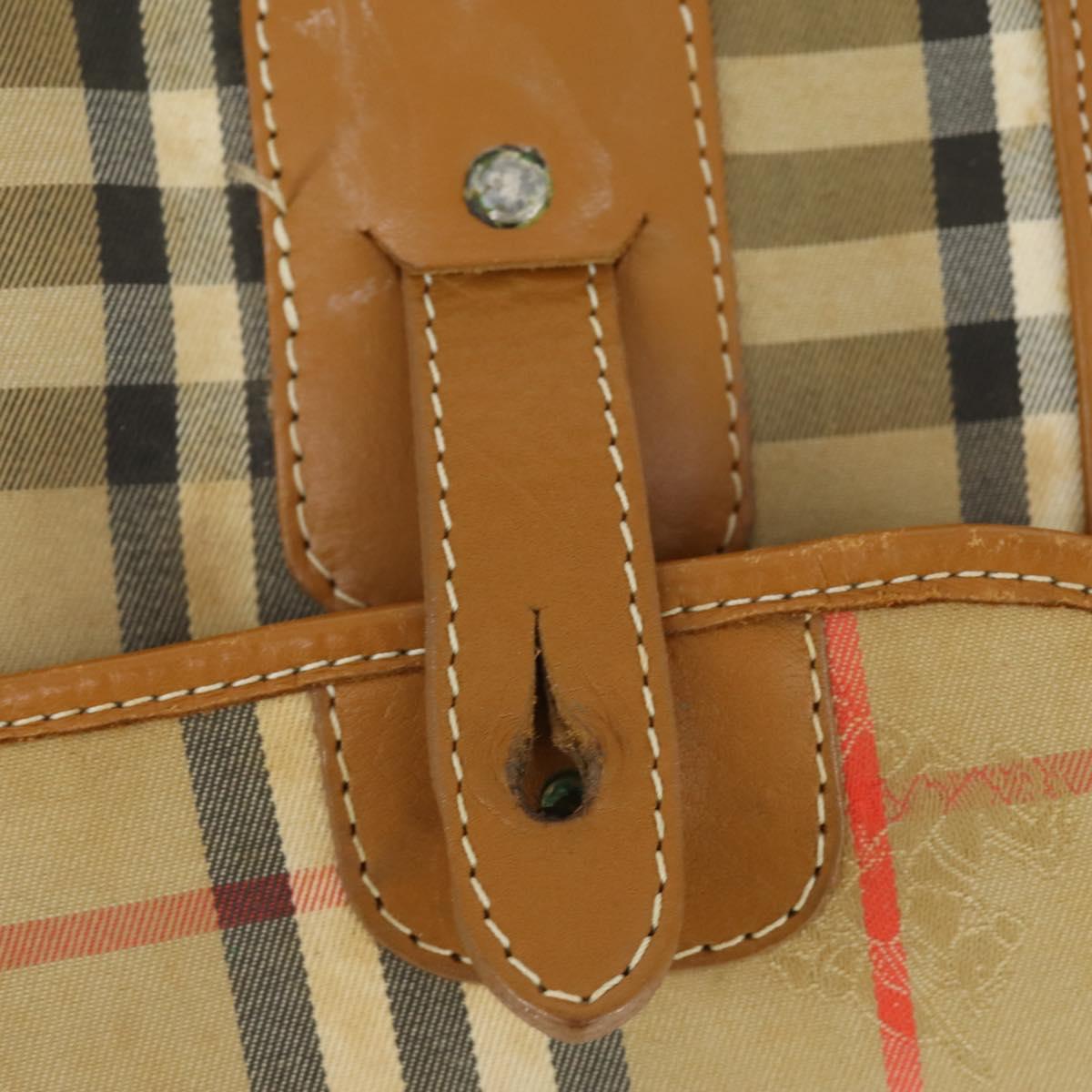 Burberrys Nova Check Shoulder Bag Canvas Beige Gold Auth bs32400
