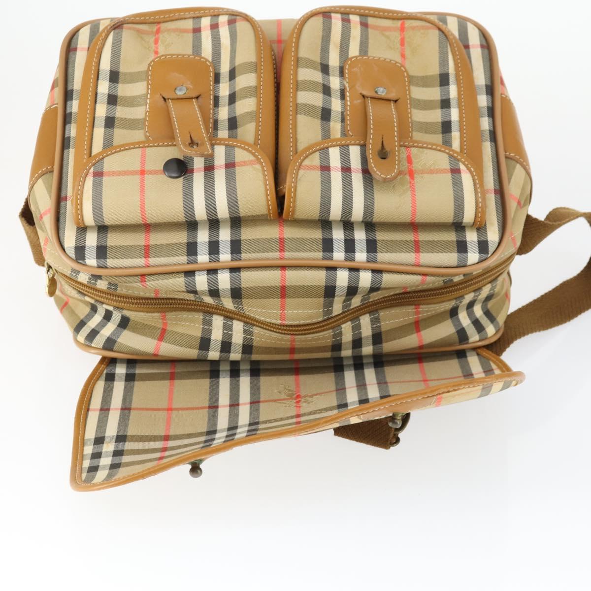 Burberrys Nova Check Shoulder Bag Canvas Beige Gold Auth bs32400